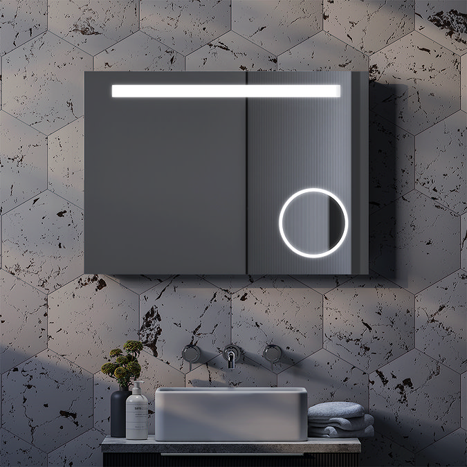 Toronto 700x500mm LED Mirror with Magnifier, Anti-Fog Demist & Shaving Socket