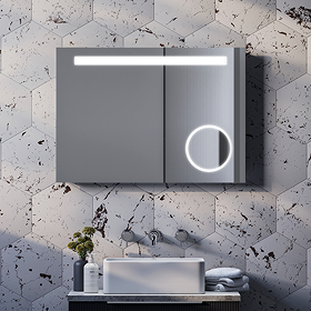 Toronto 700x500mm LED Bathroom Mirror with Magnifier, Anti-Fog Demist & Shaving Socket