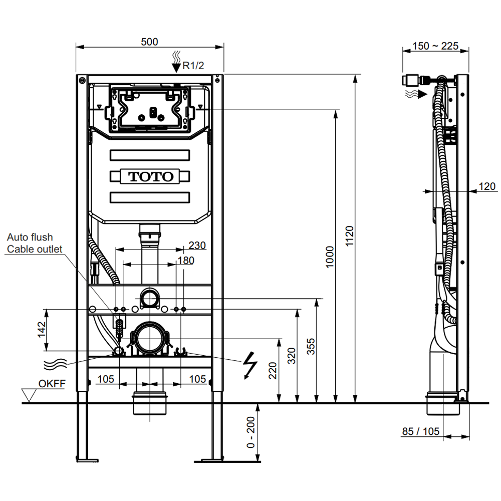 Toto Concealed WC Frame for Washlet Wall Hung Toilets