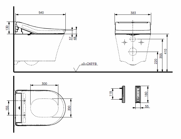 Toto Washlet RG Rimless Wall Hung Shower Toilet & Remote Control
