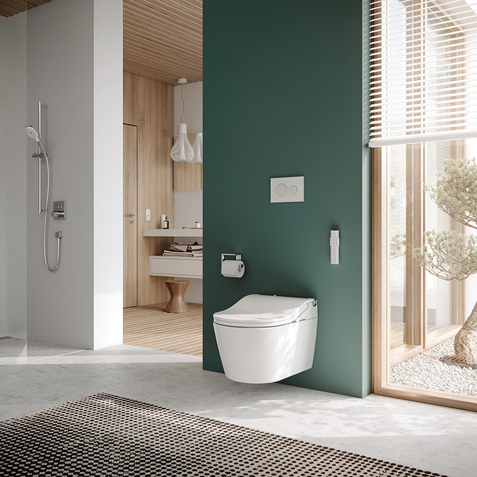 Toto Washlet RW Auto Flush Wall Hung Shower Toilet + Concealed WC Cistern with Wall Hung Frame