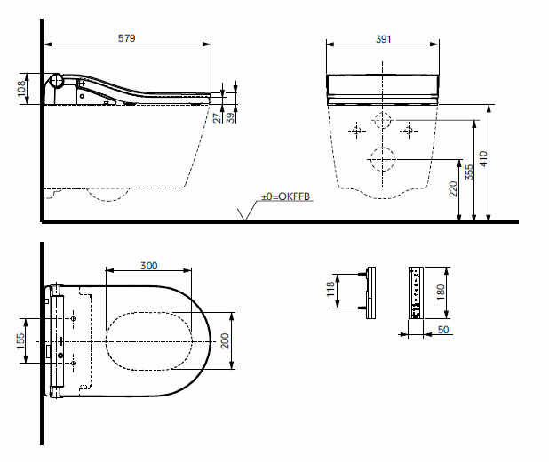 Toto Washlet RW Auto Flush Wall Hung Shower Toilet + Concealed WC Cistern with Wall Hung Frame