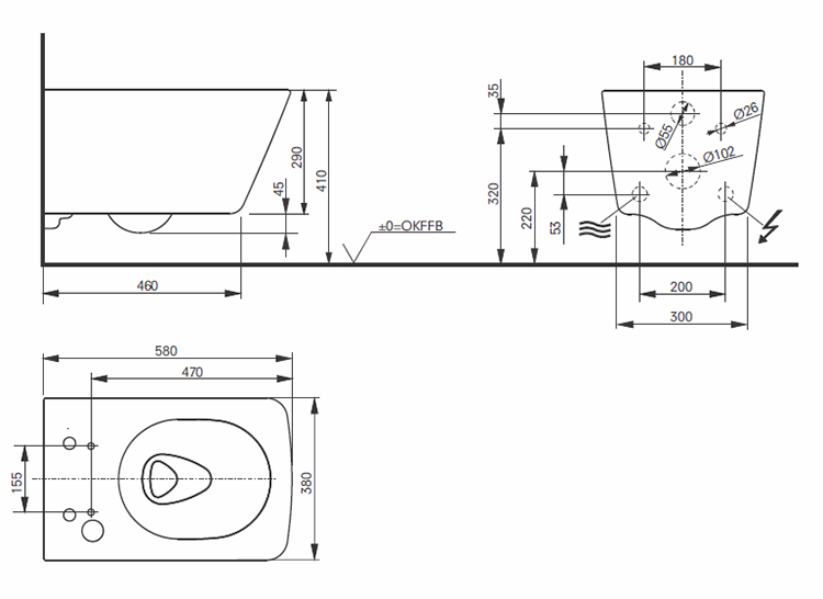 Toto Washlet SX Rimless Wall Hung Shower Toilet & Remote Control