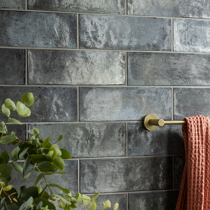 Toulon Rustic Blue Gloss Wall Tiles - 100 x 300mm