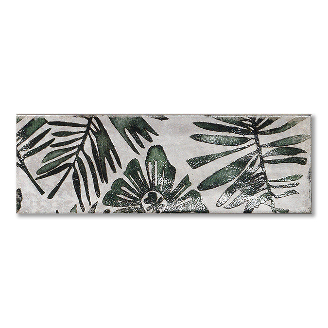 Toulon Rustic Floral Decor Gloss Wall Tiles - 100 x 300mm