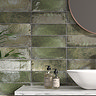 Toulon Rustic Green Gloss Wall Tiles - 100 x 300mm