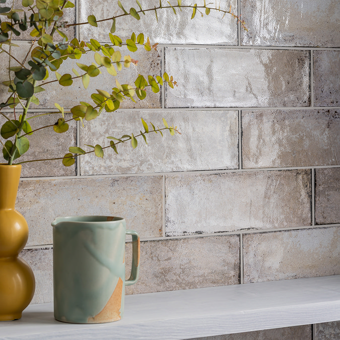 Toulon Rustic White Gloss Wall Tiles - 100 x 300mm