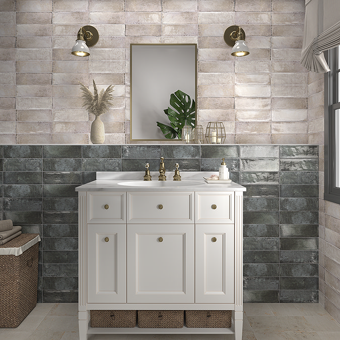 Toulon Rustic White Gloss Wall Tiles - 100 x 300mm