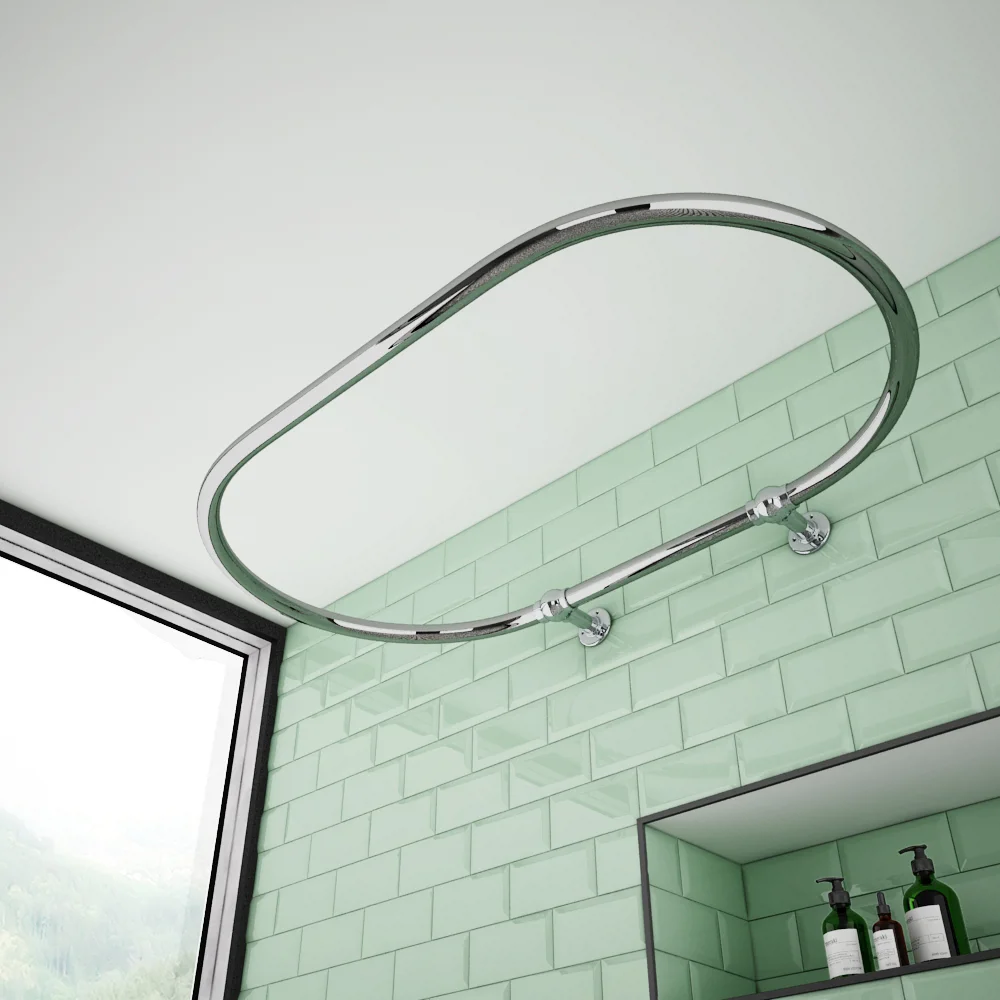 Chatsworth Traditional 1200 X 630mm Chrome Oval Shower Curtain Rail At ...