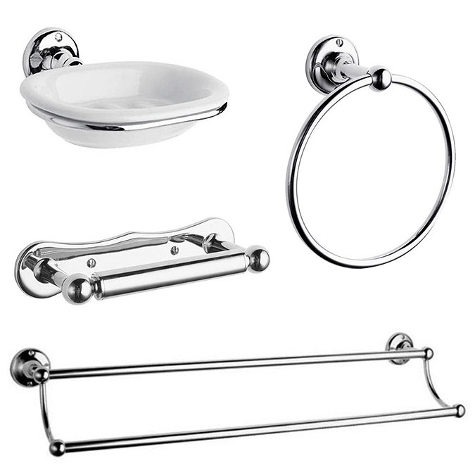 Traditional 4-Piece Bathroom Accessory Pack Large Image