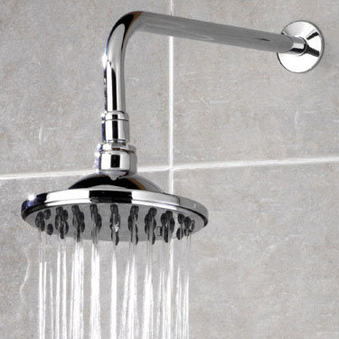 Ultra Traditional 6 inch Fixed Shower Head & Arm - Chrome - A3601 Profile Large Image