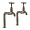 Traditional Antique Brass Kitchen Bib Taps + Upstands Large Image