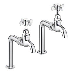Bower Traditional Chrome Kitchen Bib Taps with Upstands