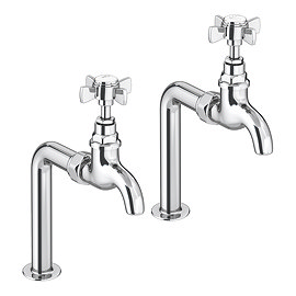 Bower Traditional Chrome Kitchen Bib Taps with Upstands