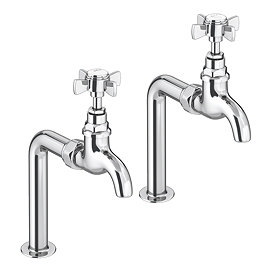 Bower Traditional Chrome Kitchen Bib Taps with Upstands