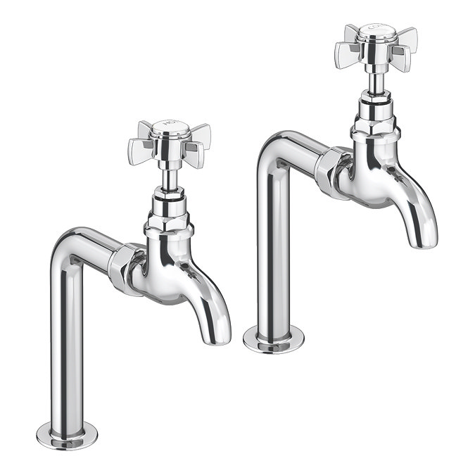 Bower Traditional Chrome Kitchen Bib Taps with Upstands