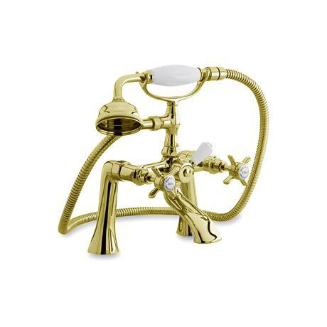 Traditional Beaumont 1/2 Inch Bath Shower Mixer With Shower Kit - Antique Gold Large Image