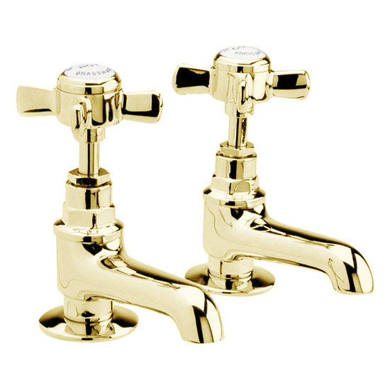 Ultra Traditional Beaumont Long Nose Basin Taps - Antique Gold - I421XE Large Image