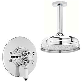 Ultra Beaumont Dual Concealed Thermostatic Shower Valve + Ceiling Mounted 8" Rose Medium Image
