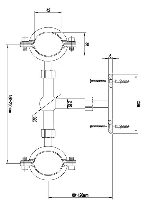 Traditional Stand Pipe Support Bracket - Brushed Brass