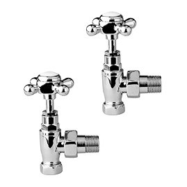 Hudson Reed Traditional Chrome Cross Head Radiator Valves - Angled - HT300 Large Image