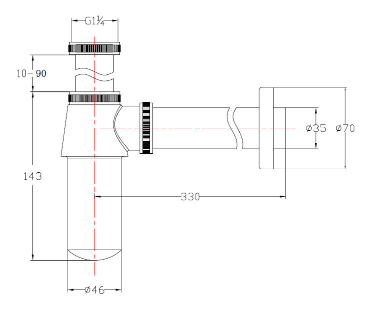 Chatsworth Traditional Chrome Basin Waste & Bottle Trap Set