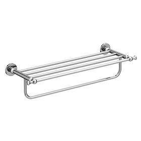 Traditional Chrome Wall Mounted Double Towel Shelf Large Image