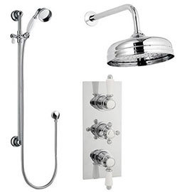 Traditional Concealed Shower Valve w/ Slide Rail Kit & Wall Mounted Fixed Head Medium Image