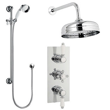 Traditional Concealed Shower Valve w. Slide Rail Kit & Wall Mounted Fixed Head  Profile Large Image
