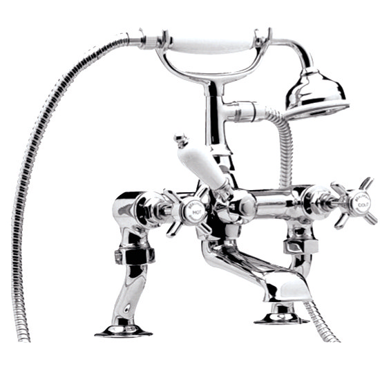 Traditional 3/4" Cranked Bath Shower Mixer - Chrome - IJ329 Large Image