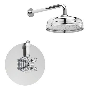 Lancaster Traditional Dual Concealed Thermostatic Shower Valve + Wall Mounted 8" Rose