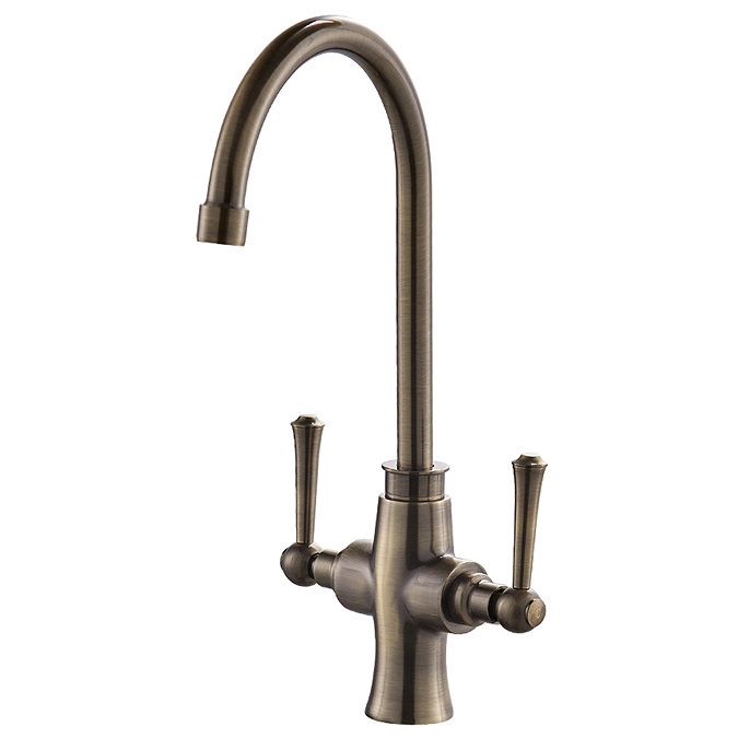 Dual Lever Kitchen Mixer Tap - Antique Brass