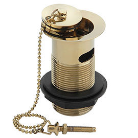 Traditional Gold Plated Slotted Basin Waste with Plug + Ball Chain Medium Image