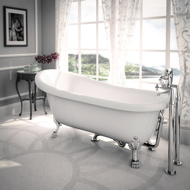 Traditional Luxury Exposed Free Standing Bath Drainage Kit - Chrome Profile Large Image