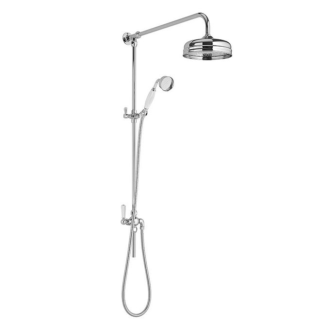 Nuie Traditional Luxury Rigid Riser Kit with Diverter & Dual Exposed Shower Valve in Chrome