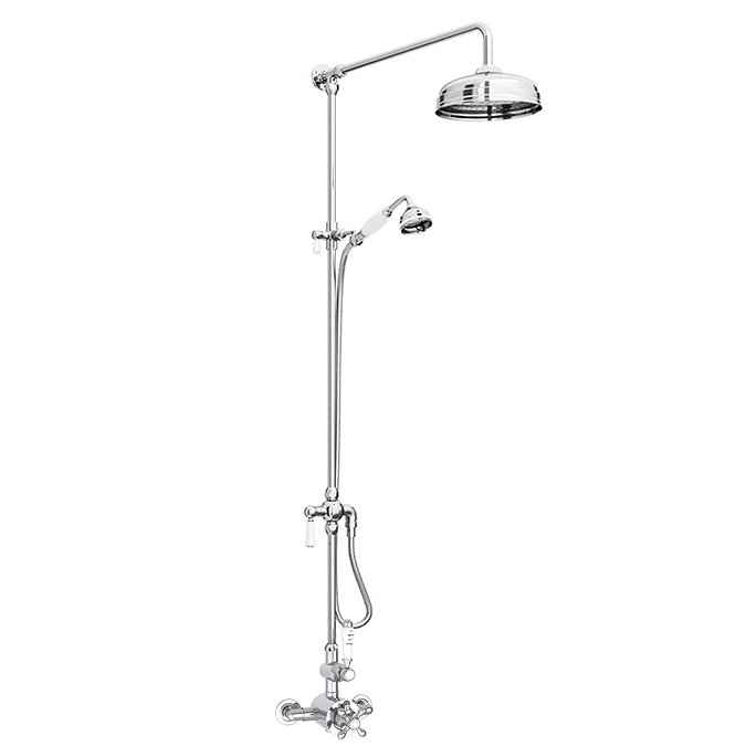 Traditional Luxury Rigid Riser Kit with Diverter & Twin Exposed Shower Valve Chrome
