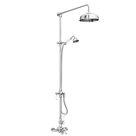 Traditional Luxury Rigid Riser Kit with Diverter & Twin Exposed Shower Valve Chrome