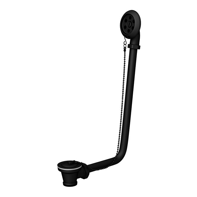 Chatsworth Matt Black Roll Top Bath Waste with Fixed Height Bath Tap Standpipes