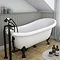 Traditional Matt Black Roll Top Bath Waste w. Fixed Height Bath Tap Standpipes  Feature Large Image