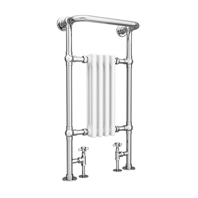 Traditional Mayfair Heated Towel Rail with Pair of Angled Crosshead Radiator Valves  Feature Large Image
