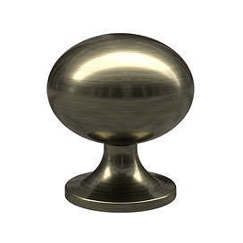 Traditional Round Cabinet Knob - Antique Brass