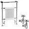 Traditional Savoy Heated Towel Rail with Pair of Angled Crosshead Radiator Valves Large Image