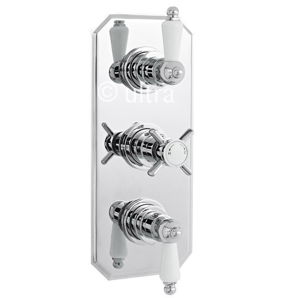 Traditional Triple Concealed Shower Valve with Diverter, 8" Fixed Shower Head, 4 Body Jets & Slider 
