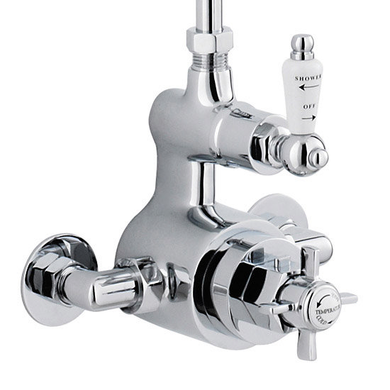 Traditional Twin Exposed Shower Valve & Rigid Riser Kit w 4" Apron Fixed Shower Feature Large Image