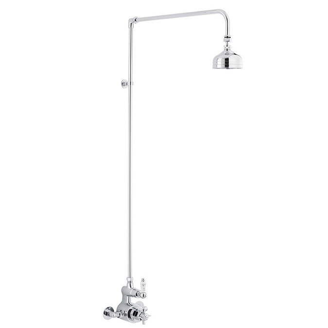 Traditional Twin Exposed Shower Valve & Rigid Riser Kit w 4" Apron Fixed Shower Profile Large Image