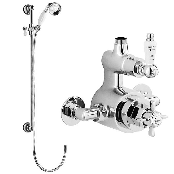 Ultra Traditional Twin Exposed Thermostatic Valve + Slider Rail Kit Large Image