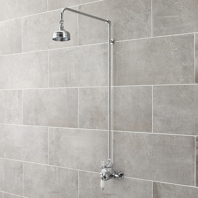 Ultra Traditional Exposed Thermostatic Shower Package with Twin Valve & Riser Kit