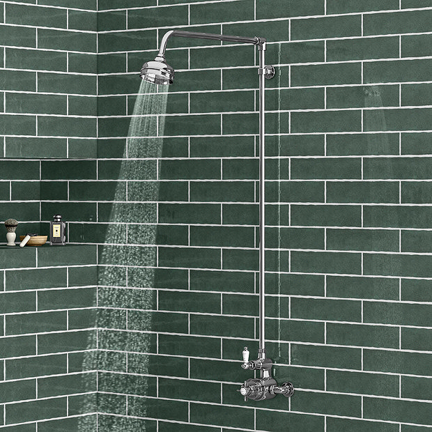 Ultra Traditional Exposed Thermostatic Shower Package with Twin Valve & Riser Kit Large Image