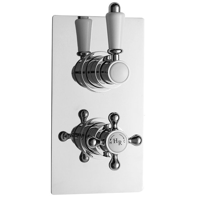 Hudson Reed Traditional Twin Concealed Thermostatic Shower Valve - Chrome - A3099C Large Image