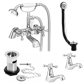 Nuie Traditional Viscount Bath Shower Mixer Pack - Chrome